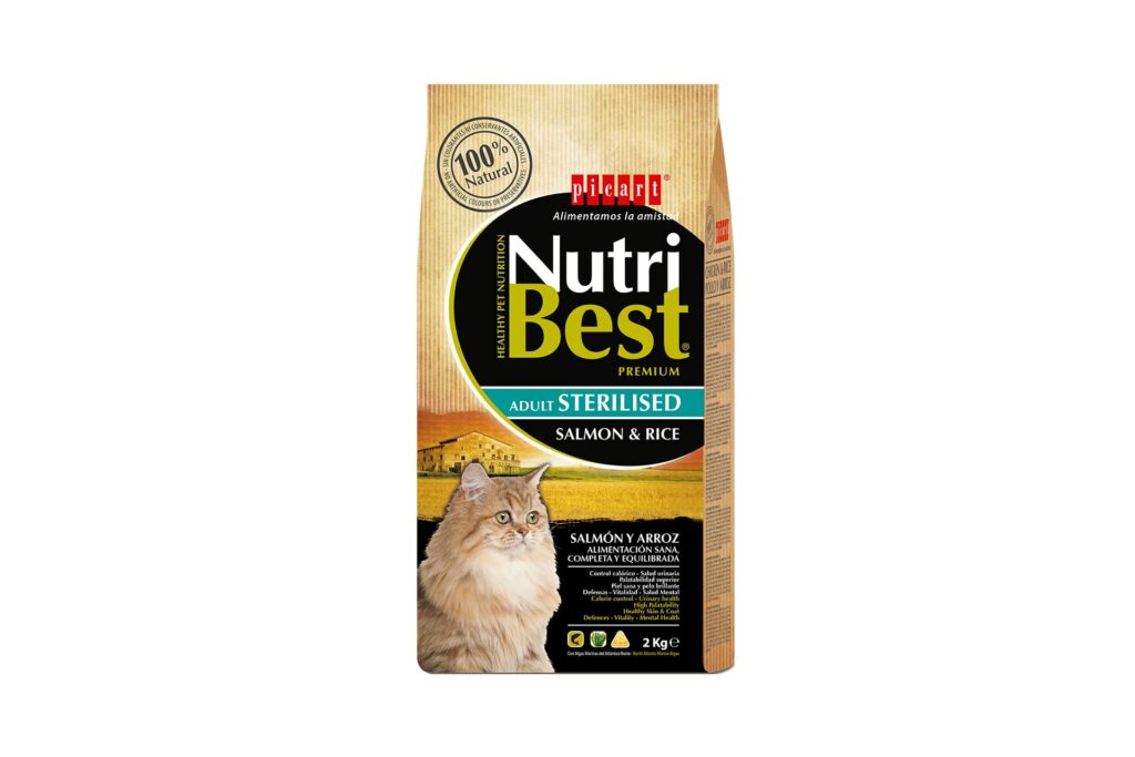 Pienso para gatos adultos esterilizados de arroz y salmón Nutribest Picart