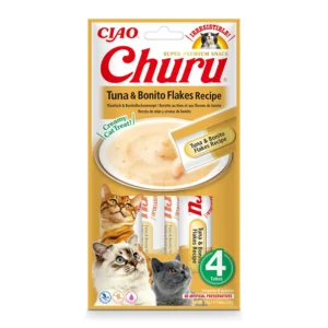 INABA Churu atún con copos de bonito para gatos 4 × 14 g