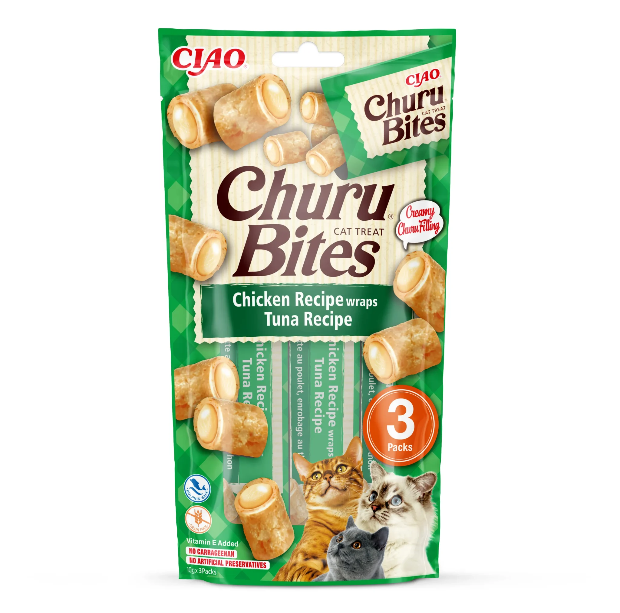 INABA Churu Bites pollo y atún para gatos 3 × 10 g
