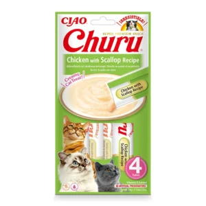INABA Churu pollo con vieira para gatos 4 × 14 g