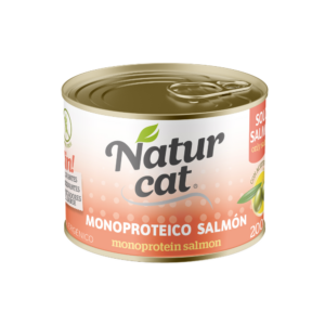 Naturcat Salmón, lata individual de 200 g; venta en pack de 6 latas